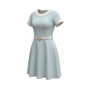 Smak Parlour ✨Pastel Blue Fit & Flare Dress Retro w/ unbranded belt